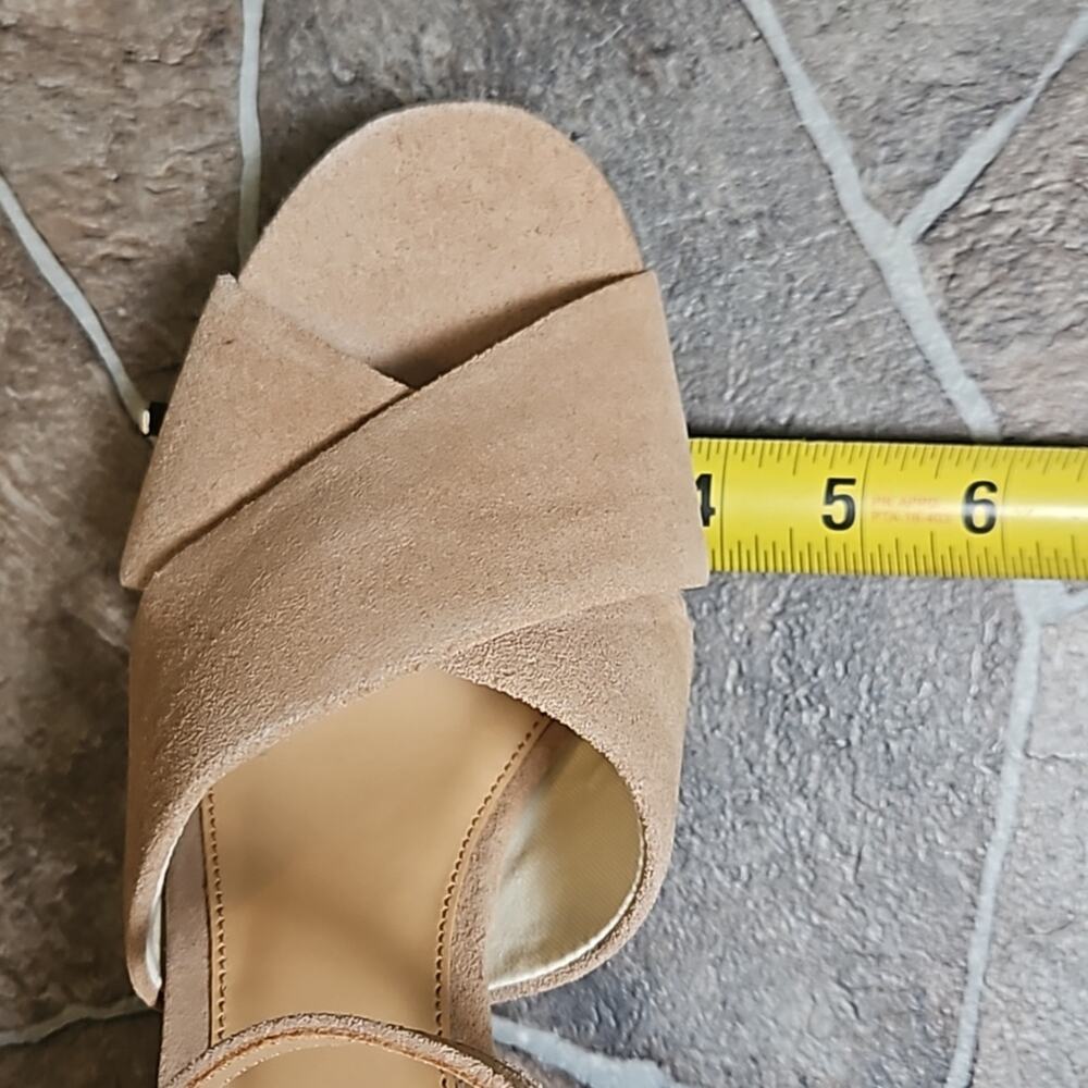 New in Box Soludos Olivia Heel Leather Sandal Sz 8.5 in Desert - Picture 9 of 11